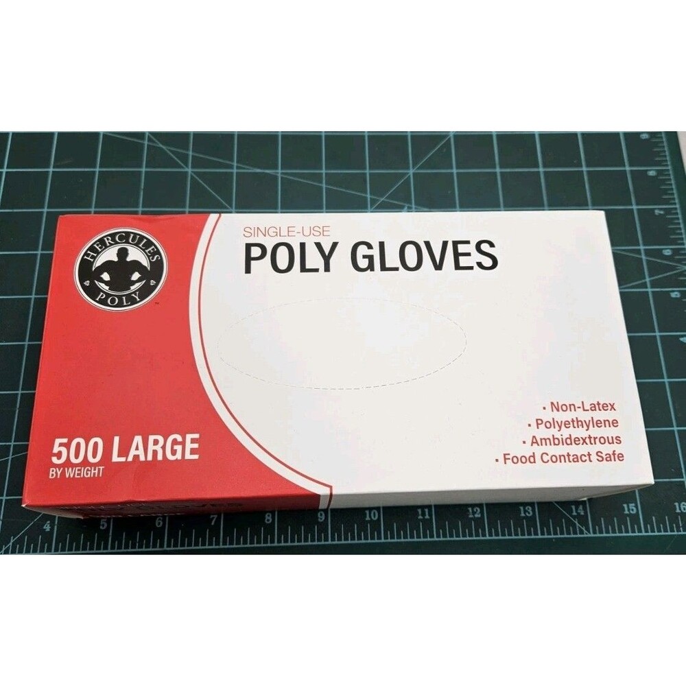 500 PCS POLY GLOVES Single use FOOD CONTACT SAFE Cleaning Catering Beauty LARGE